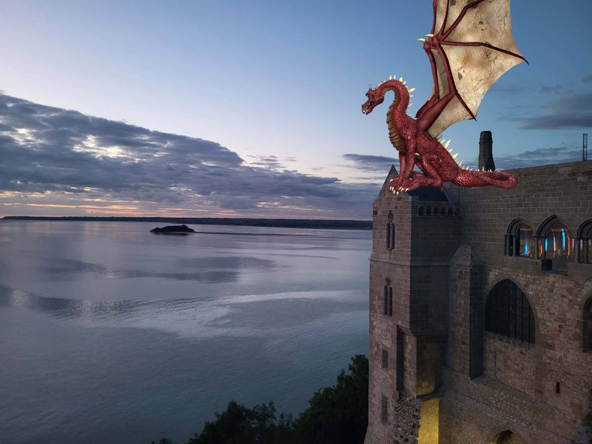 Quelles sont les légendes du Mont Saint-Michel ? Dragon-JLG-et-abbaye-1200x900