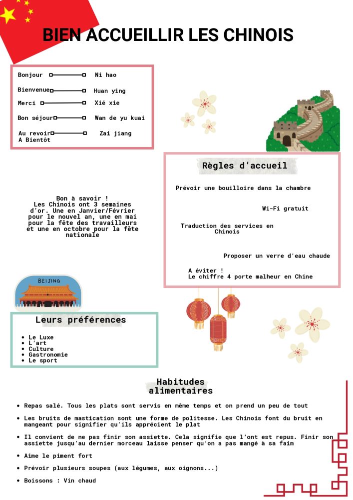 Bien accueillir les touristes étrangers CHINE