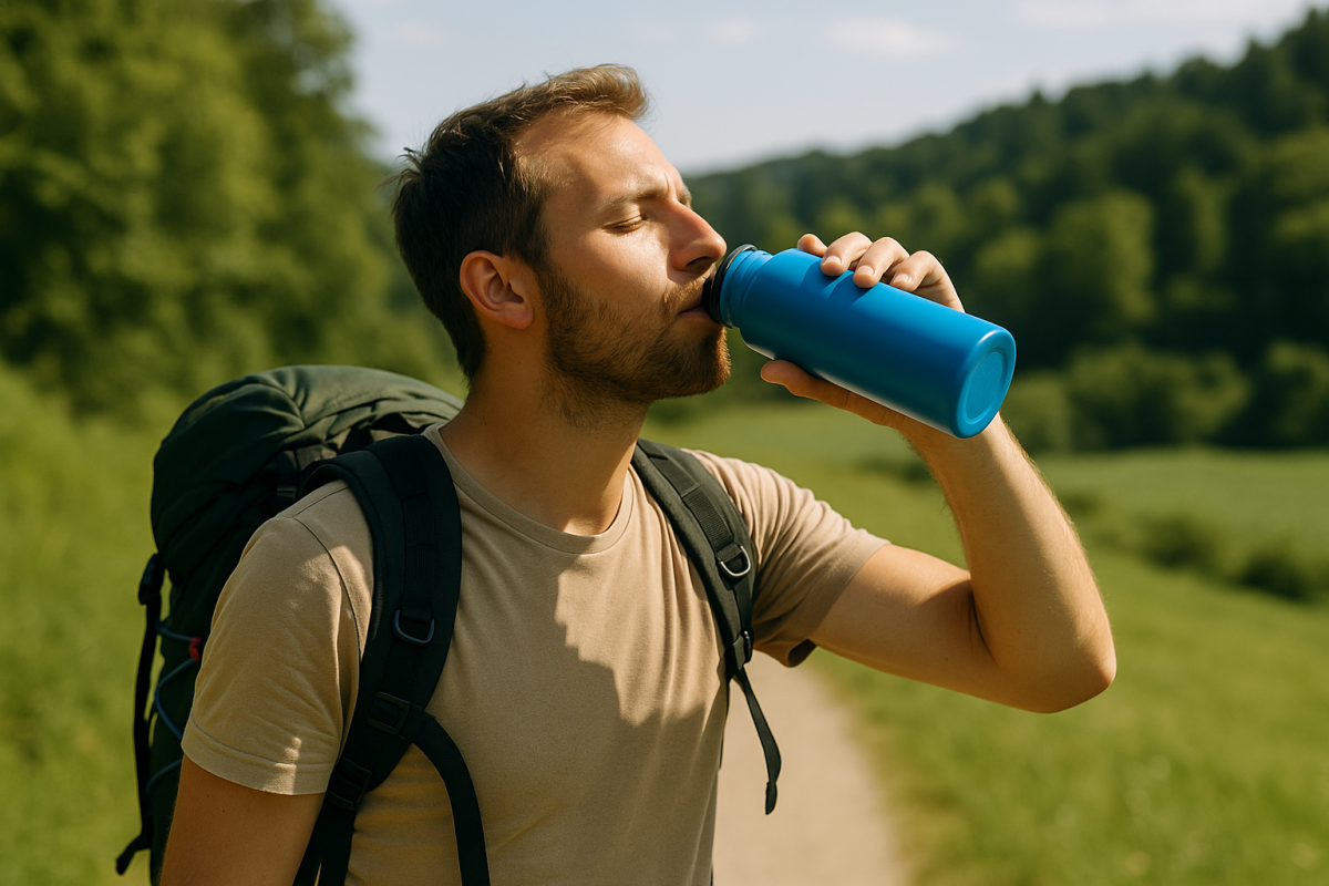 randonneur qui boit dans une gourde