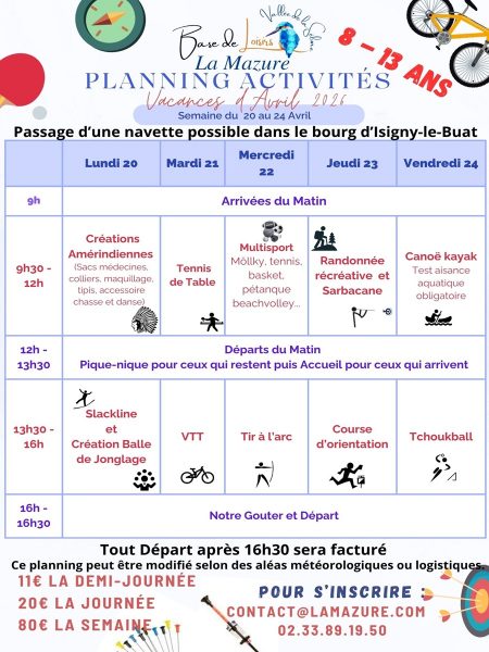 Semaine d&rsquo;activités pour enfants de 8 à 13 ans