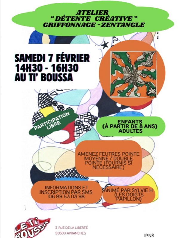 Atelier détente créative « griffonnage et zentangle »
