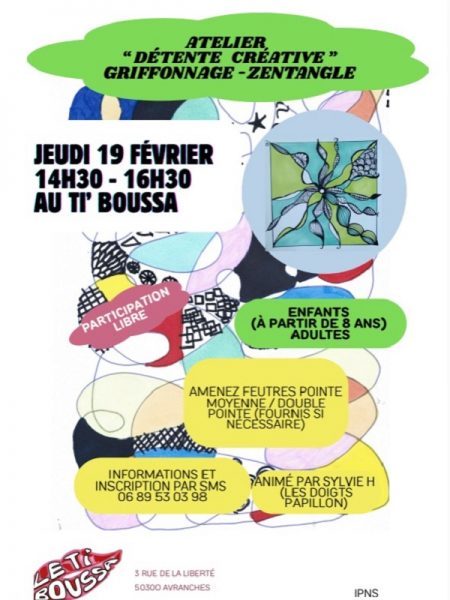 Atelier détente créative « griffonnage et zentangle »