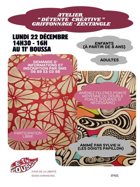 Atelier détente créative « griffonnage et zentangle »