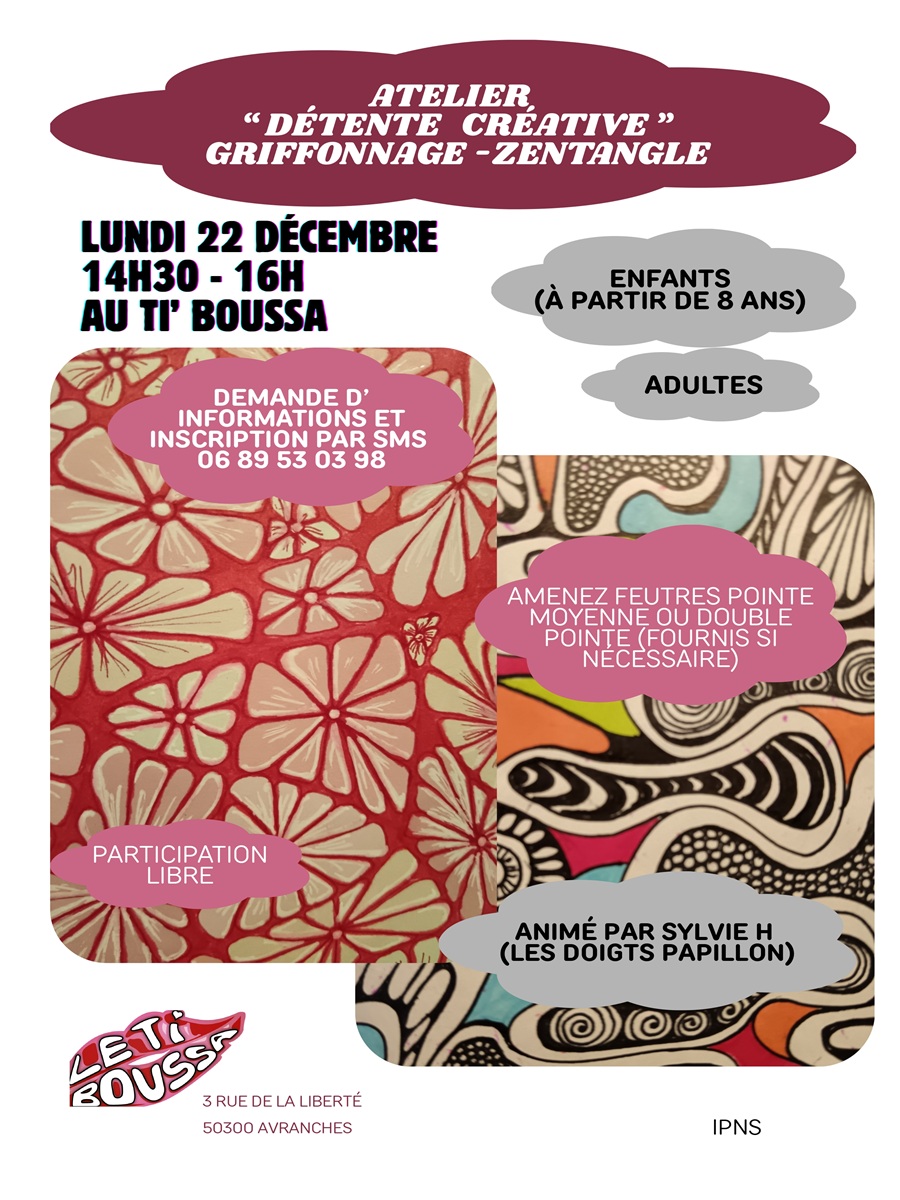 Atelier détente créative « griffonnage et zentangle »