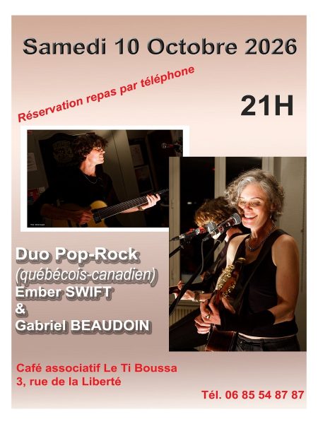 Concert Duo Pop Rock – Ember Swift et Gabriel Beaudouin