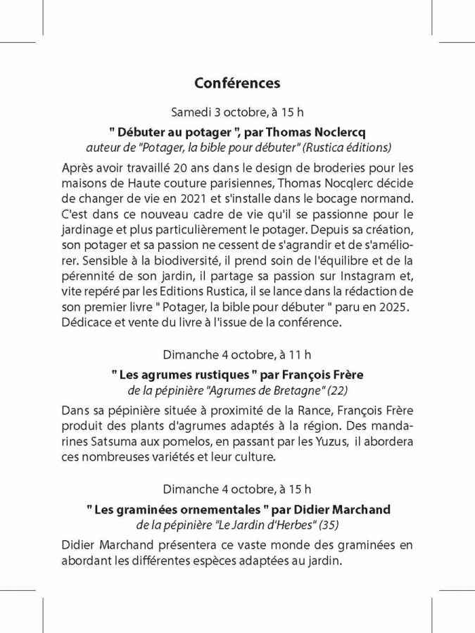 FoireauxplantesdelaStFiacre-conferences-Avranches-3et4-10-2026