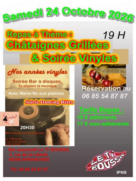 Soirée dancing rétro et repas à thème « châtaignes »